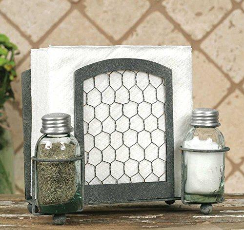 Chicken Wire Salt Pepper And Napkin Caddy