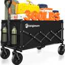 Originsure Collapsible Wagon Cart Foldable - Lightweight Portable Heavy Duty Folding Beach Wagons with Wheels - Outdoor Utility Carts for Grocery, Camping, Shopping, Sports, Garden with Large Capacity (Black)