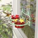 Dreamdrawer 2 Pack Window Hummingbird Feeder, Small Hummingbird Feeder for Outdoors with Strong Suction Cup - Metal Base & 6 Feeding Ports, Easy to Clean and Refill, Green