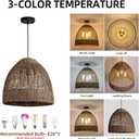 3-Light Rattan Pendant Light Fixture,Seagrass Wicker Chandelier | 17"Ratan Boho Hand Woven, Basket Lights Fixtures,Bamboo Hanging Lamp Farmhouse for Kitchen Living Bedroom Dining Room