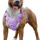 BARKBAY No Pull Dog Harness Large Reflective Dog Harness with Front Clip and Easy Control Handle for Walking Training Running with ID tag Pocket(Violet Purple,L)