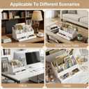 SRIWATANA White Mail Organizer Countertop, 5 Slots Mail Holder with Drawer, Office Desk Organizer, Letter Sorter File Bill Holder Paper Storage for Home Office School