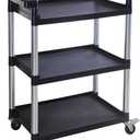 MaxWorks 80774 3-Shelf Utility Plastic Cart with Wheels-225 Lbs Maximum Capacity , Black