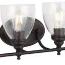JONATHAN Y 30" Oil Rubbed Bronze LED Vanity Light Wall Sconce, Hardwired for Bathroom, Clear Seeded Glass Shade, Dimmable Mirror Hallway Lighting, LED Bulb Included (JYL7471A)