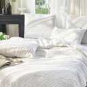 Comforter Set Queen 3 Pieces White Boho Tufted Textured All Seasons Lightweight Fluffy Soft Breathable Microfiber Bedding for Farmhouse Bohemian Decor 1 Comforter 90x90 2 Pillowcases 20x26 | Boho Tufted Bedding, Soft Breathable, 3 Piece Comforter, All Season Cozy, Lightweight Warm Set