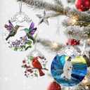 Christmas Ornaments - Hummingbird Stained Glass Ornament | Christmas Tree Decorations | Hanging Ornaments for Home Decor | Holiday Decor | Xmas Decorations  Xmas Gifts | Holiday Present