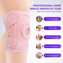Knee Support Brace for Women Men, Adjustable Knee Compression Sleeve Brace Patellar Pad Tendon - Arthritis Pain, Meniscus Tear, Injury Recovery, Running, Workout, Neoprene Knee Braces with Stabilizers and Open Patella, Pink (Pink)