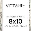 Vittanly 8x10 Picture Frame, Solid Wood Frame with Plexiglass, Includes 5x7 Mat, Wall Hanging or Tabletop for Home Decor, Distressed White, 1 Pack