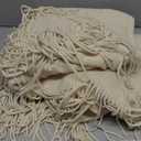 Homiest Decorative Knitted Throw Blanket with Fringe, Lightweight Acrylic Knit, Soft & Cozy Tassel Blanket for Couch, Sofa, Bed (Beige, 50 x 60 Inch)