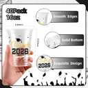 40 Pcs Graduation Cups 2026, 16oz Graduation Plastic Cups, Disposable Congrats Grad Cups, Class of 2026 Grad Party Cups for graduation Party Supplies Tableware Decorations (Black)