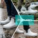 Furuian Men's Deck Boots Fishing Boots Waterproof Rain Boots Ankle Booties Slip On Neoprene Rubber Footwear Chelsea Boots Men botas para hombre for Gardening Fishing Boating Camping Sailing (White, M)
