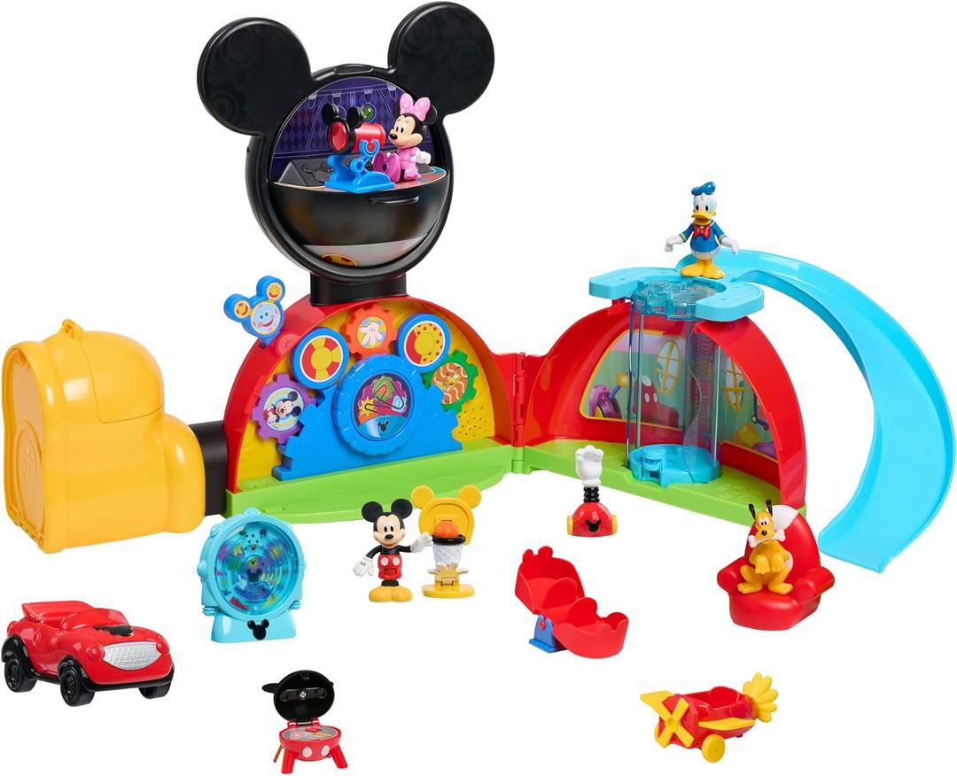 Disney Jr. Mickey Mouse Deluxe Clubhouse Playset,16-Piece Playset with Interactive Lights, Sounds & Elevator, Includes Mickey, Minnie & Donald Figures, Ages 3 and Up, Small