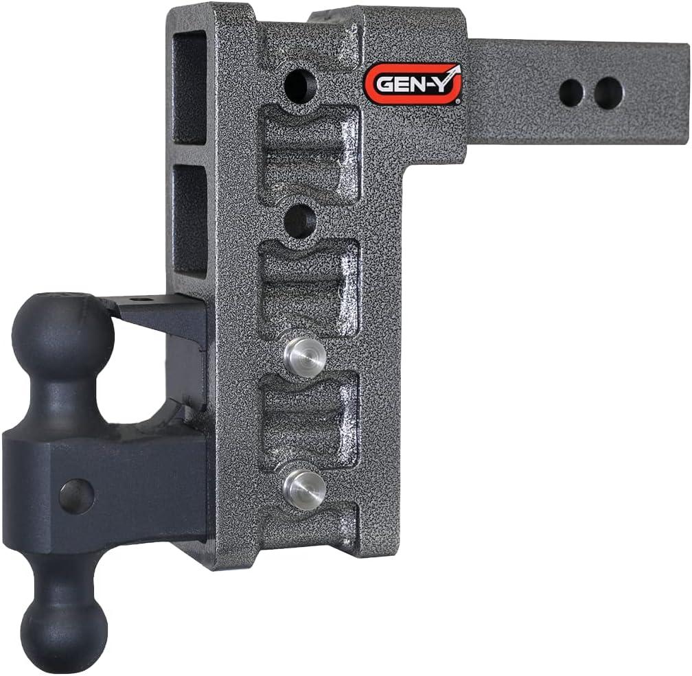 GEN-Y GH-1624 MEGA-Duty Adjustable 9" Drop Hitch with GH-0161 Dual-Ball, GH-0162 Pintle Lock for 2.5" Receiver - 32,000 LB Towing Capacity - 3,500 LB Tongue Weight (9" DROP 2.5" RECEIVER)