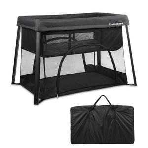 Pack and Play with Bassinet & Mattress, Lightweight Portable Baby Bed, Foldable Travel Bassinet Playard with Storage Bag, Easy Setup Playpen for Babies & Toddlers (Black)