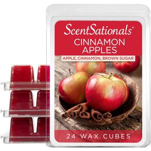 Scentsationals Wax Melts, Wax Cubes Strong Scent - Cinnamon Apples - Long Lasting Scented for Warmer, 10oz (24-Cubes)
