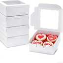 20pcs Cookie Boxes 6x6x2.5 Inch Bakery Boxes with window Chocolate Covered Strawberries Box Treat Box for Mini Cake Macaroon Dessert Pastry Muffins