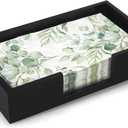 Black Wooden Napkin Holder Guest Towels Holder Flat Bathroom Napkins Holder Disposable Hand Towel Tray Cocktail Napkin Holder for Table Kitchen Counter Modern Paper Towel Holder Basket Accessories