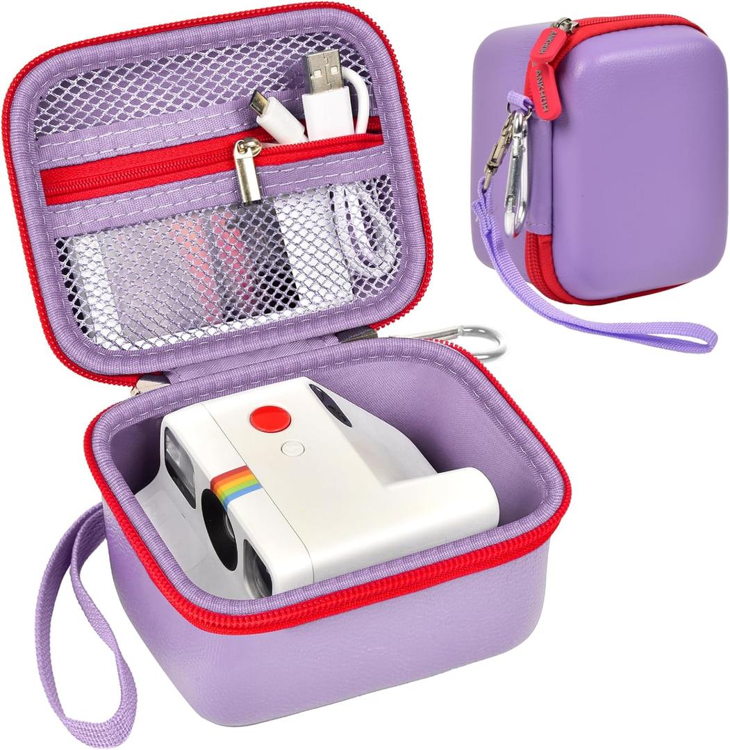 ANKHOH Digital Camera Case for Polaroid Go Generation 2 Gen 2/9035/9071/9070 Instant Mini Camera, Instax Film Cameras Storage with Mesh Pocket for Photo, Stickers (Box Only) (Purple)