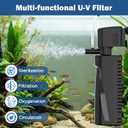 Aquarium U-V Filter for Green Water, Internal Fish Tank Filter with U-V Light & Timer, Turtle Tank Filter with Dual Outlet & Aeration, for 60-150 Gallon Freshwater & Saltwater