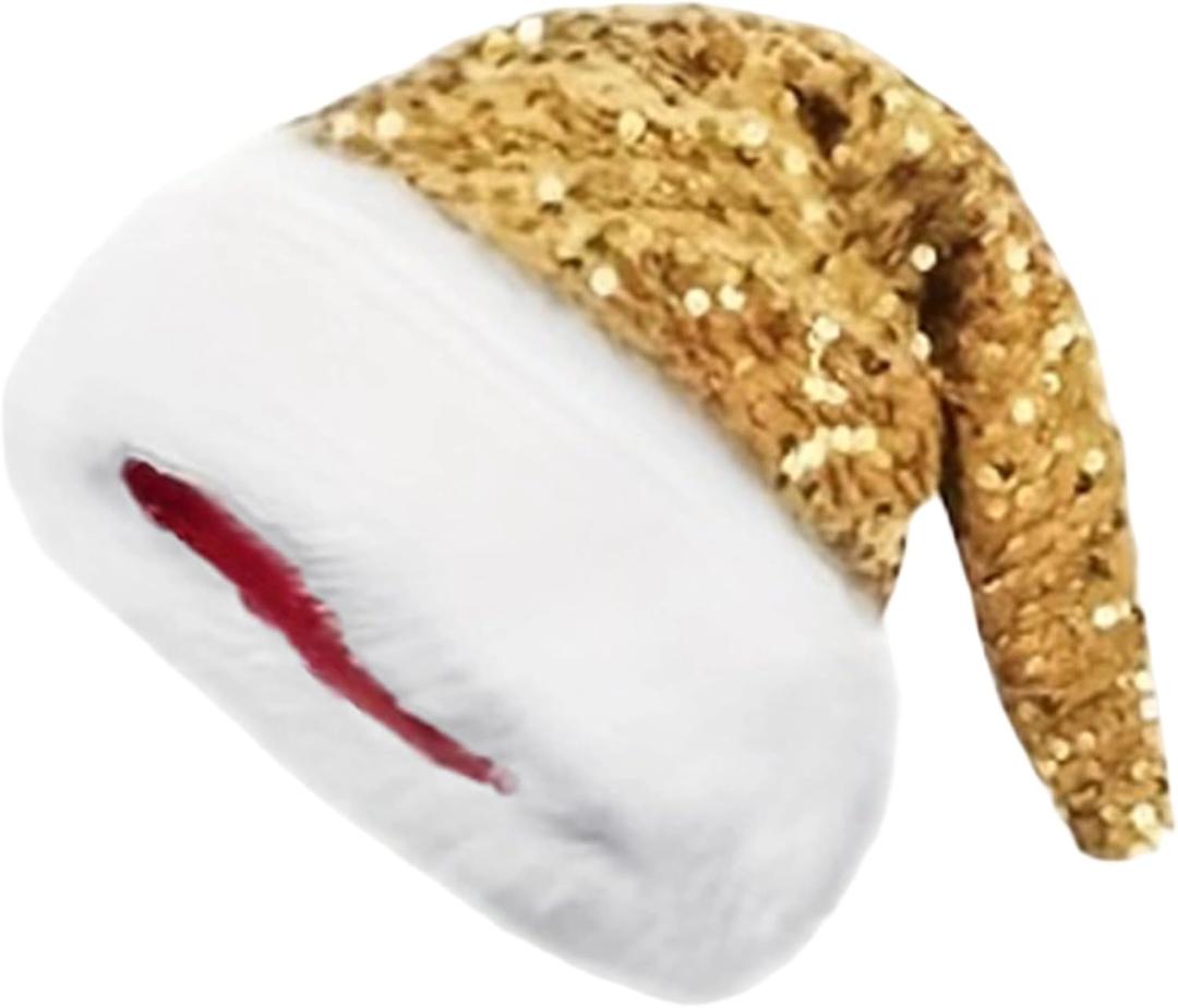 IZUS Women Men Christmas Santa Hat Velvet Red Hats with Fluffy Plush White Brim/Pom for Xmas New Years Holidays Party (One Size, Sequins-gold)