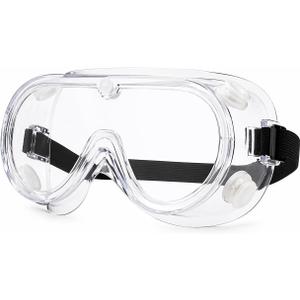 Anti-Fog Safety Goggles, Clear Wide-Vision Protective Eyewear with Adjustable Strap, Chemical Splash & Impact Resistant Eye Protection for Lab, Construction, Cleaning, Woodworking and DIY