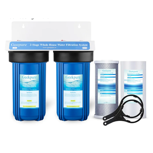Geekpure 2 Stage Whole House Water Filter System with 10-Inch Blue Housing-1"Port