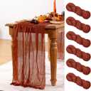 DeZerlor Terracotta Cheesecloth Table Runner Burnt Orange 6 Pack Spring Table Runners 120 Inches Rust Cheese Cloth Table Decor for Wedding Bridal Baby Shower Valentine's Day
