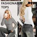 3 Pack Women's Long Sleeve Cutout Neck Keyhole Knit Shirts Slim Fit Stretchy Going Out Y2k Tops with Side Ruched (S)