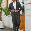 COOFANDY Mens 2 Piece Suit Set Slim Fit 2 Button Casual Business Wedding Suits Dark Grey (Gray), US 42/36