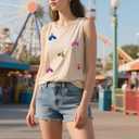Magic Kingdom Tanks for Women Sequin Shirts Colorful Castle Graphic Sleveless Top Holiday Vacation Tank Tops (Small, Apricot)
