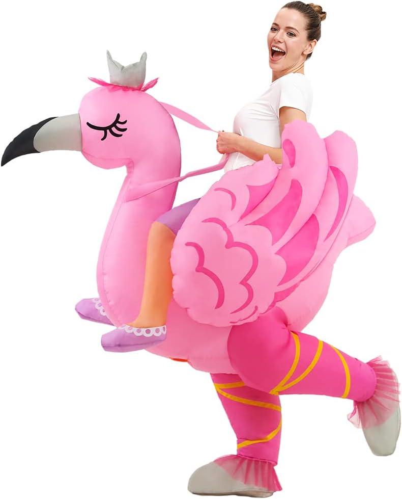 KOOY Inflatable Flamingo Costume Adult, Inflatable Costumes Women Men, Pink Flamingo Funny Suit Blow Up Costume for Adults, Party Halloween Costumes, One Size