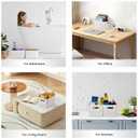 Ohmlove 4 Packs Storage Bins with Bamboo Lids - Plastic Storage Containers with Lids Stackable Storage Box Storages Baskets for Organizing Desktop Closet Playroom Classroom Office, White