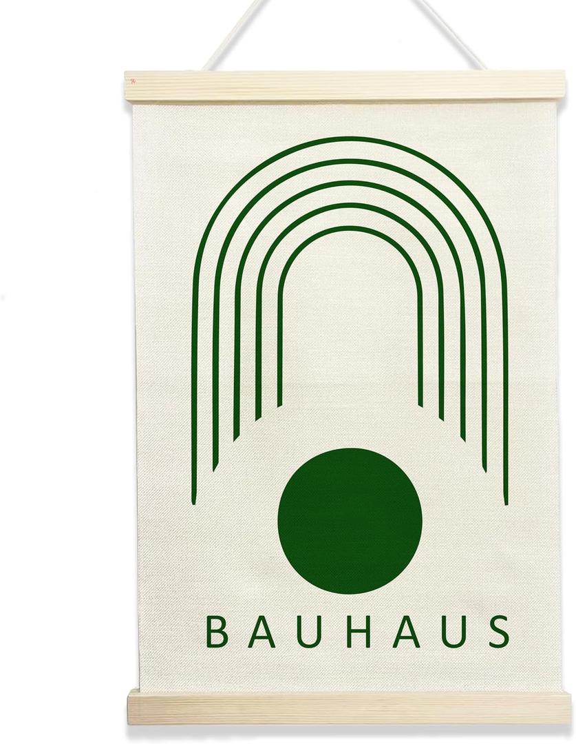 Abstract Wall Art Bauhaus Geometric Hanging Flag, Modern Minimalist Canvas Banner 12x17 Inch, Retro Design Art Print, Unique Gift for Architecture Lovers & Art Students.(153)