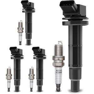 UF333 Ignition Coil Packs & 7092 Double Iridium Spark Plug Compatible with 2001-2012 Toyota Camry Corolla RAV4 Solara Matrix Highlander Lexus HS250h Scion xB TC C1330