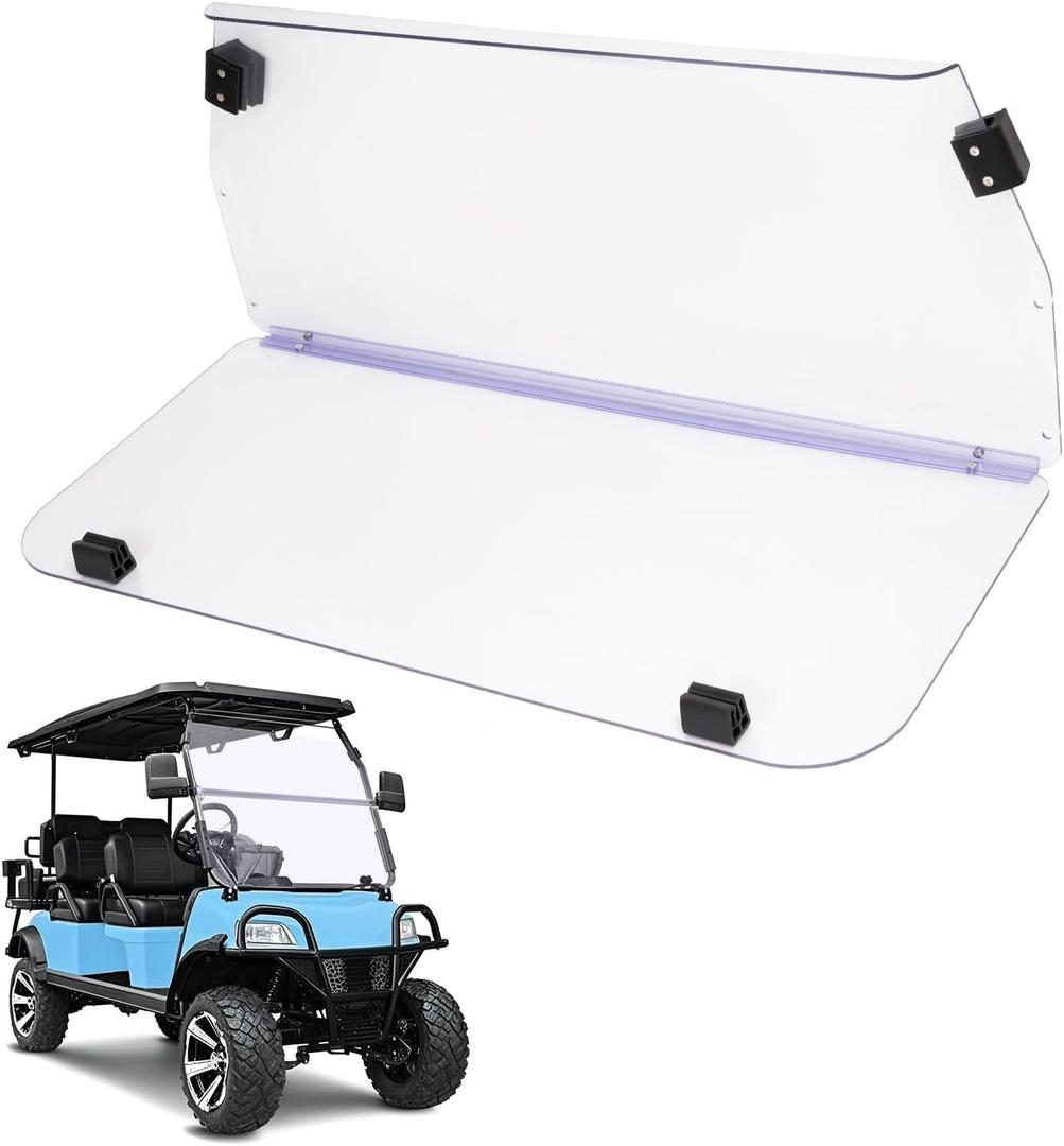 WUTIST Golf Cart Clear Front Windshield Compatible with 2016-Up Evolution Classic and Forester Golf Cart All Models Plastic PC