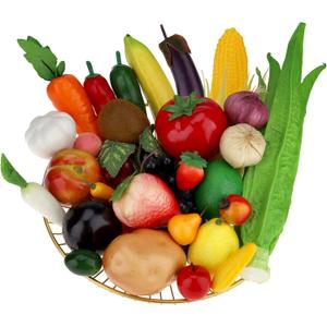Woration 30pcs Plastic Artificial Fruit Fake Vegetables Simulation Foam Mini Fruits Set Lifelike Food Model Table Decoration Christmas Home Faux Photoshoot Garnish Festival