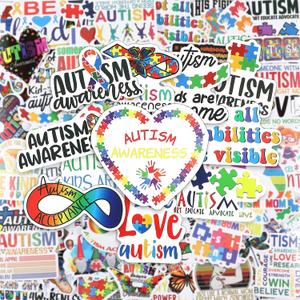 Sabary 200 Pcs Autism Awareness Stickers Pack Aesthetic Vinyl Waterproof Decals Inspirational Stickers for Water Bottles Laptop Luggage Cup Computer Phone Skateboard Guitar Snowboard Decoration