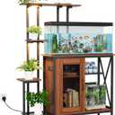 20-29 Gallon Fish Tank Stand with Plant Shelf, 2-in-1 Walnut Aquarium Stand