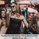 80s Costume Accessories Set for Women, Black Holographic Pack Fishnet Gloves Leg Warmer Lace Headband Cross Jewelry, 1980s Fancy Prom Dress Party Outfit