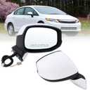Right Passenger Side Mirror Compatible With 2012 2013 2014 2015 Honda CIVIC With Manual Folding Power Glass Non-Heated Without Turn Signal White Replace#76202TR0A01(3Pins)