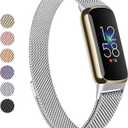 Vanjua Metal Band Compatible with Fitbit Luxe Bands, Stainless Steel Mesh Loop Adjustable Wristband Replacement Strap for Fitbit Luxe/Luxe Special Edition Fitness Tracker Women Men (Silver)