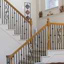 S10 - Wrought Iron Balusters Set of 5 Deck Balusters - Decorative Metal Balusters for Decks S Scroll - 1/2-inch Hollow Iron Spindles Satin Black Metal Railing