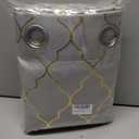 ZJDECOR Grey Full Blackout Window Curtain Panels with Gold Geo Moroccan Metallic Printed Pattern,Modern Grommet Drapes for Bedroom,Thermal Insulated Window Treatment,52" Wx84 L(Pack of 2),Grey/Gold