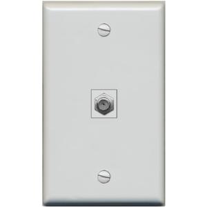 RiteAV Coax Cable TV Wall Plate 1 Gang Flat - Gray