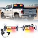 2X Strobe Lights: 6.1 inch Amber & Red Police Lights, 12 LED Emergency Hazard Warning Splitter, Front/Rear, Fire Trucks & Car
