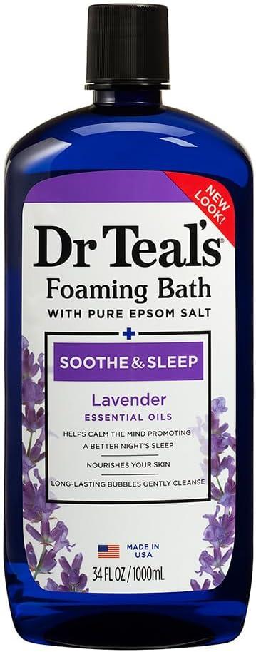 Dr Teals Foaming Bath with Pure Epsom Salt, Soothe & Sleep with Lavender, 34 Ounces