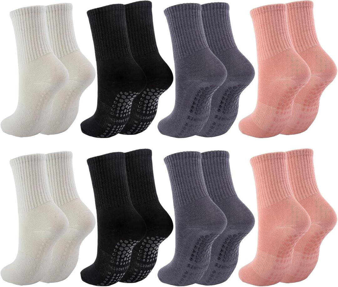 Pilates Socks with Grips for Women Non Slip Grippy Yoga Crew Grip Socks for Barre Hospital Sticky Slipper Socks