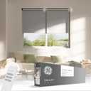 GE Smart Shades Motorized Roller Shade, Blackout Grey, 38-in, Black