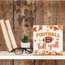 2 x Fall Wall Decor Football Wood Sign Rustic Autumn Decorations Farmhouse Home Table Desk Decor (5 x 5 Inches)