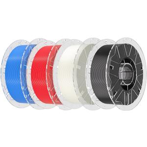 Creality PLA Filament 1.75mm Bundle 4Kg, Hyper RFID 3D Printer Filament, High Speed 30-600mm/s, 4 Pack 1Kg Spool(2.2lbs) Multi-Color PLA, Fits for Most 3D Printers (Black,White,Red,Blue)